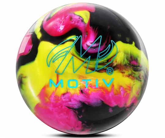 MOTIV® Aspire - Black/Yellow/Pink Bowling Ball Logo