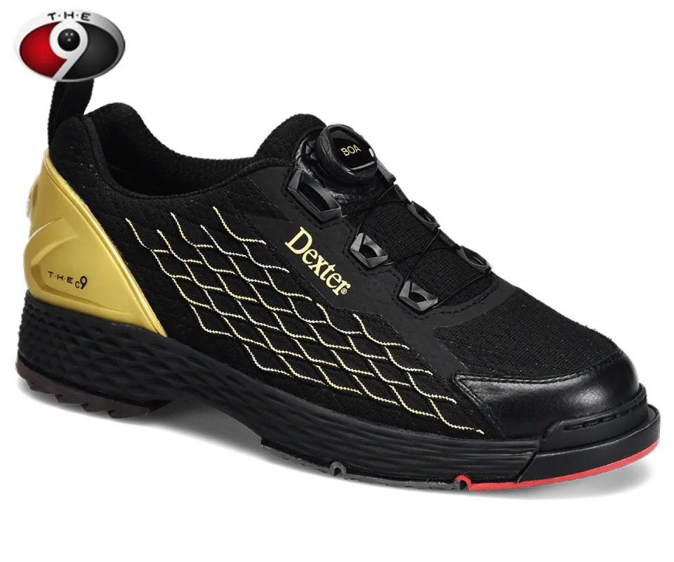 DEXTER T•H•E 9 KNIT BOA® - Black/Gold Herren Bowling Schuh