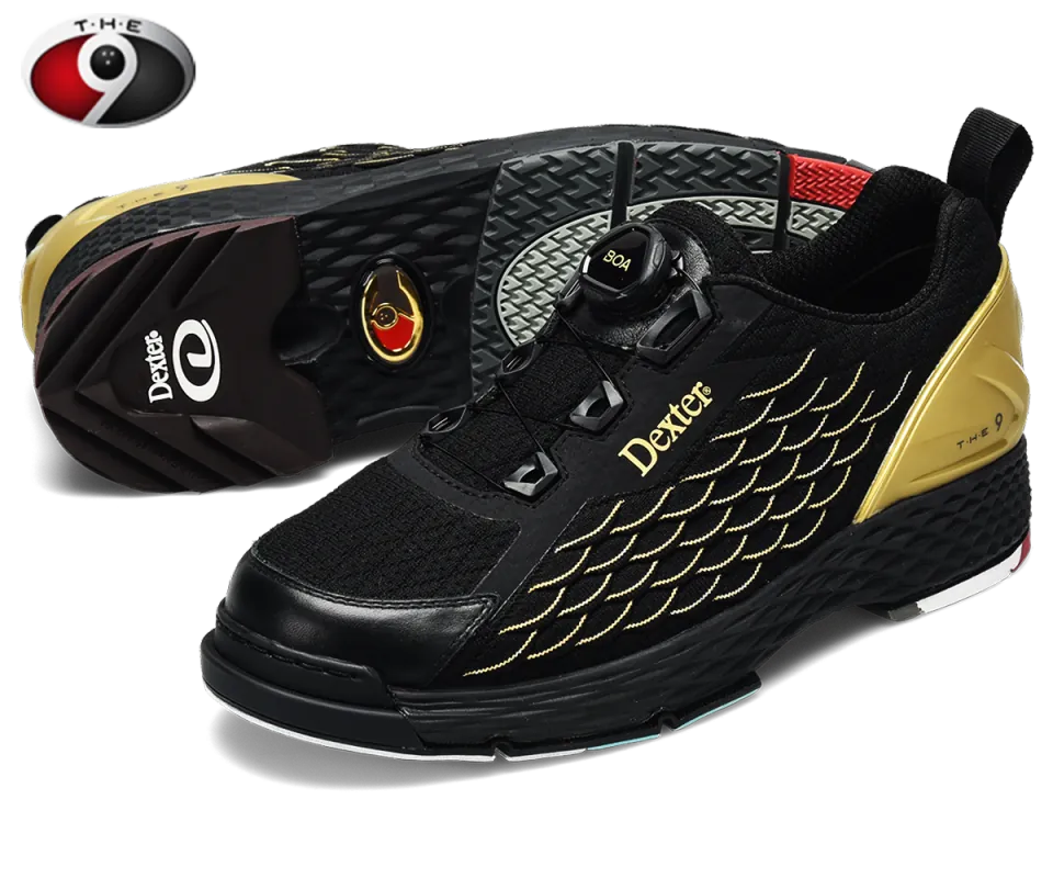 DEXTER T•H•E 9 KNIT BOA® - Black/Gold Herren Bowling Schuh