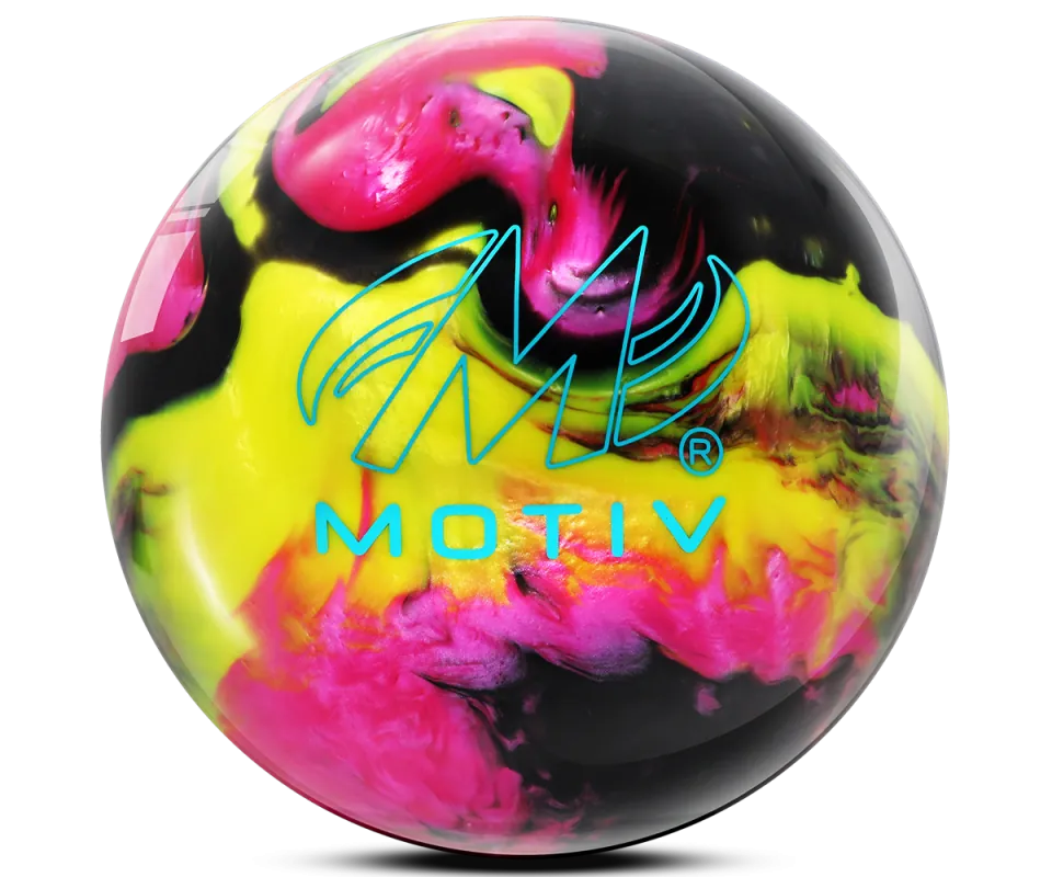 MOTIV® Aspire - Black/Yellow/Pink Bowling Ball Logo